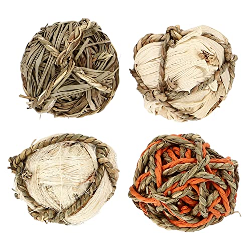 FONDOTIN 4 Stücke Papagei Spielzeug Bälle Handgewebte Stroh Bälle aus Naturmaterial für Kaninchen und Nager Sicheres Kauspielzeug zur Zahnpflege Langlebig FONDOTIN 4 Stücke Papagei Spielzeug Bälle Handgewebte Stroh Bälle aus Naturmaterial für Kaninchen und Nager Sicheres Kauspielzeug zur Zahnpflege Langlebig von FONDOTIN