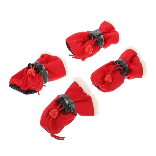 FONDOTIN 4 Stück Haustier Schuhüberzüge Warme Winterschuhe Fellpflege Für Katzen Katzenstiefel Für Den Winter Hunde Sneakers rutschfeste Hundesohlen Hundestiefel Pfotenschutz von FONDOTIN