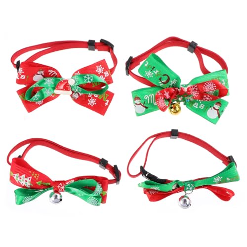 FONDOTIN Haustierhalsband Weihnachtsdekor 4er-Pack Hundehalsband Festliches Haustier-Partykleid Für Weihnachten von FONDOTIN
