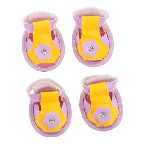FONDOTIN 4 Stück Haustiersandalen Welpe Schuhe für Hunde Atmungsaktiv Griff Hund Sandalen klein hundeschuhe Haustier Sandalen Hundepfoten Sandalen Hundepfotenreiniger Stiefel für Hunde Pu von FONDOTIN