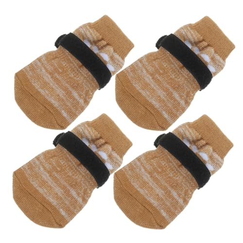 FONDOTIN 4 Stück Hundesocken Hundefußabdeckungen Pfote Grip-Socken Beschützer klein hundeschuhe hundezubehör Entzückende Haustiersocken Atmungsaktive Socken für Haustiere Baumwolle Coffee von FONDOTIN
