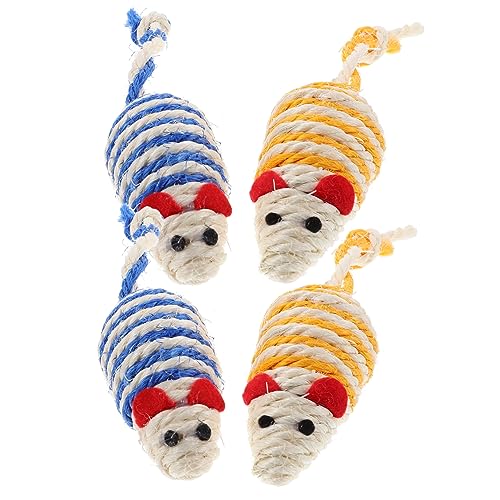 FONDOTIN 4 Stück Katzen-Sisal- - Kitten katzenschere Krallen Katzen Indoor- katzenkralle Kätzchen Mäuse-Katzenspielzeug Spielzeugmaus von FONDOTIN