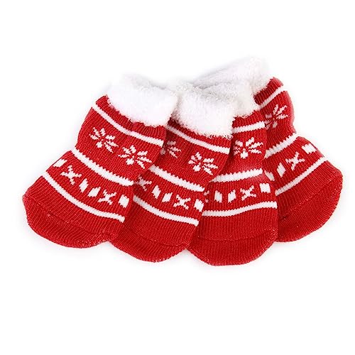FONDOTIN 4er-Pack Weihnachtssocken für Haustiere rutschfeste Socken für Hunde und Katzen große Größe Baumwolle Gummi rot schützt die Pfoten und hält sie sauber FONDOTIN 4er-Pack Weihnachtssocken für Haustiere rutschfeste Socken für Hunde und Katzen große Größe Baumwolle Gummi rot schützt die Pfoten und hält sie sauber von FONDOTIN