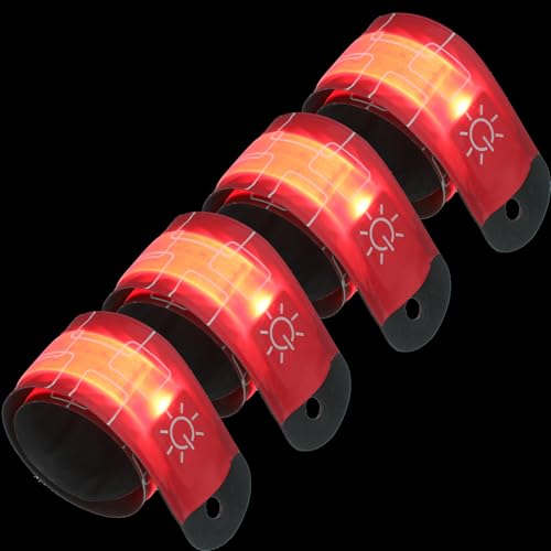 FONDOTIN 4 Stück Led-Pferde-knöchelriemen Led-armbänder Für Nachtwanderungen Slap-let-armbänder Für Das Handgelenk Led-armbänder Zum Laufen Tragbare Led-leuchten Für Kleidung Mode Rot Stoff von FONDOTIN