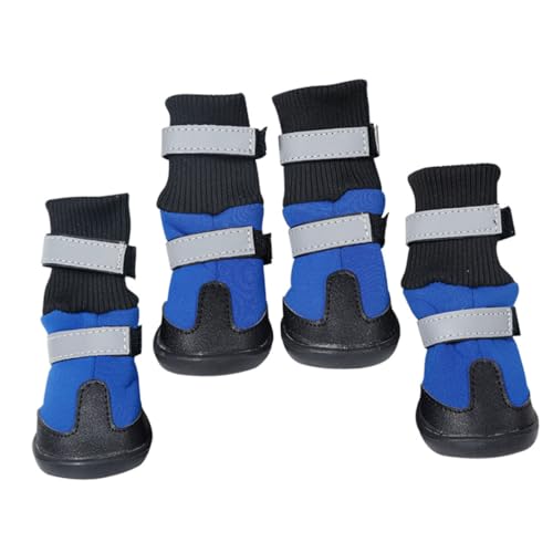 FONDOTIN 4 Stück Schneestiefel Für Haustiere Schuhe Pfote Hundestiefel Griff Abdeckung Wasser Schneestiefel Für Welpen Stiefel Für Hunde Flanell Blue von FONDOTIN