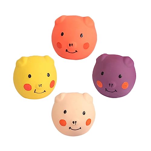FONDOTIN 4stücke Quietschende Hundespielzeuge Aus Latex Interaktive Schweineball-Spiele Für Welpen Effektives Kauspielzeug Zur Zahnpflege Für Beschäftigung Bunte Farben Für Haustiere von FONDOTIN