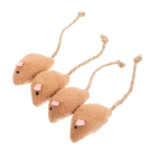 FONDOTIN 4 Stück Simulierte Plüschmaus Katzenspielzeug Mausfangspielzeug Haustierspielzeug Katzenmaus Plüschmaus Hundespielzeug Katzenfangmaus Plüschmaus Ornament Katze von FONDOTIN