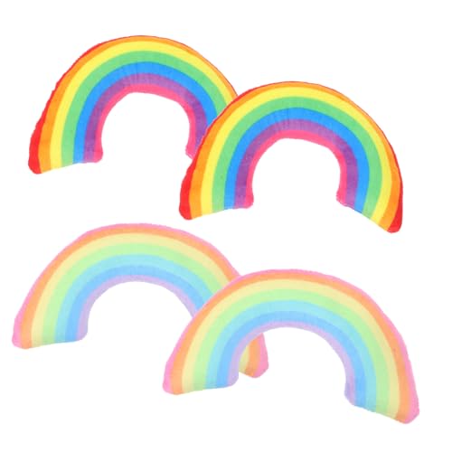 FONDOTIN 4 Stück Teiliges Katzenminze mit Katzenkissen U Förmige Weiche Kuschelkissen für Katzen Natürlicher Katzenminze zum Kratzen und Entspannen Bunte Regenbogenfarben von FONDOTIN
