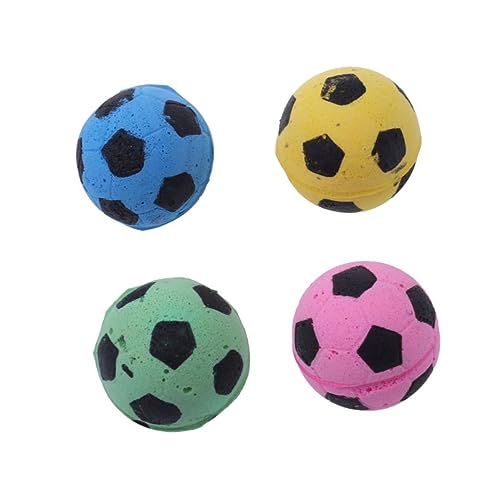FONDOTIN 4 Stück Teiliges Katzenspielzeug Bunte Eva Schaumstoff Fußball Bälle Interaktive Katzenbälle zur Beschäftigung Drinnen Fördert Natürliche Instinkte und Schützt Möbel vor Kratzern von FONDOTIN