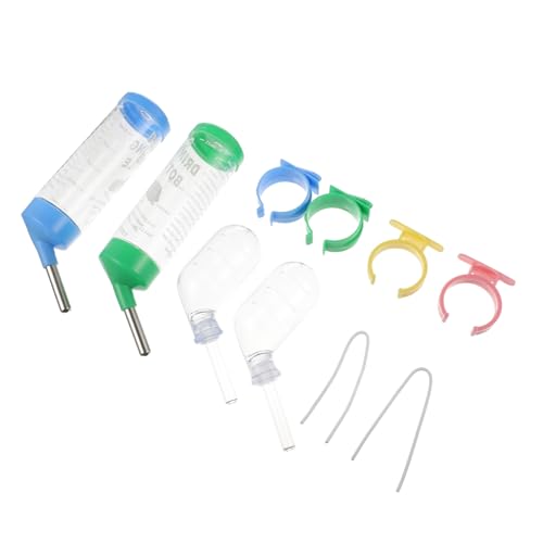 FONDOTIN 4 Stück Teiliges Kleine Haustier Trinkflaschen mit Auslaufsicherer Kugelventilöffnung Transparenter Wasserspender für Kaninchen Meerschweinchen Hamster und Kleine Nager von FONDOTIN