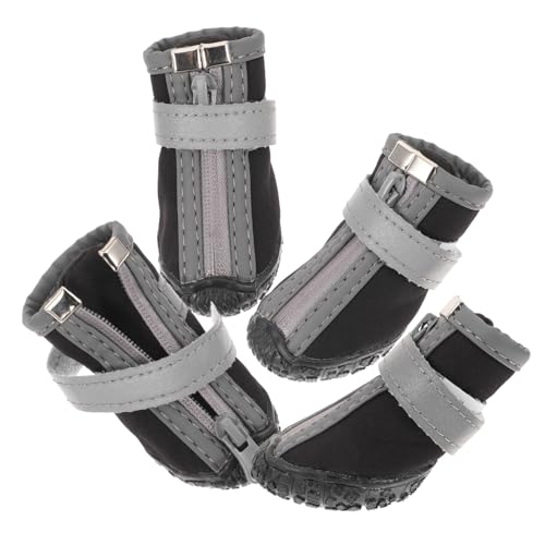 FONDOTIN 4 Stück wasserdichte und rutschfeste Haustierschuhe Dog Shoes for small Dogs Paws pfotenschutz klein Beschützer Hundestiefel aus Gummi Winterstiefel für Hunde Stoff Black FONDOTIN 4 Stück wasserdichte und rutschfeste Haustierschuhe Dog Shoes for small Dogs Paws pfotenschutz klein Beschützer Hundestiefel aus Gummi Winterstiefel für Hunde Stoff Black von FONDOTIN