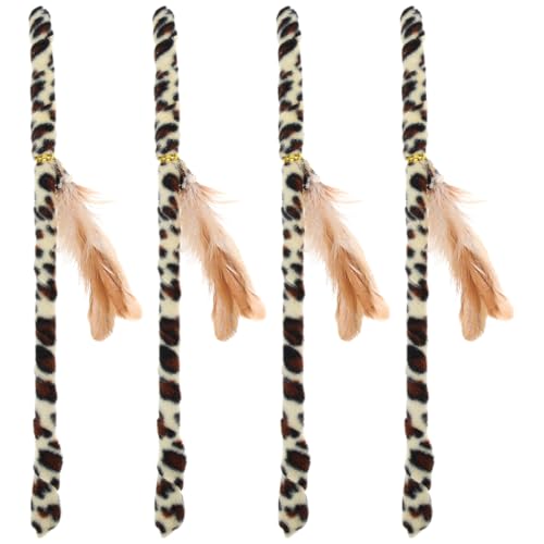 FONDOTIN 4Stücke Interaktive Katzenspielzeug Angel Mit Federn Kätzchen Necken Stick Für Katzen Fördert Und Bewegung Haustier von FONDOTIN