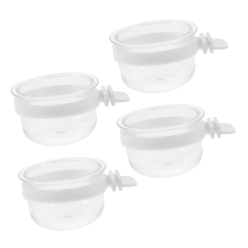FONDOTIN 4stücke Parrot Feeder Dish Cups Abnehmbarer Transparenter Kunststoff-futternapf Für Vögel Praktischer Futter Und Wasserspender Für Nymphensittiche Und Wellensittiche Und Leicht von FONDOTIN
