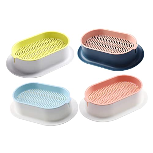 FONDOTIN 4stücke Katzengras Pflanzbox Hydroponische Katzenminze Anzucht-Set Leichte Und Langlebige Katzengras Schalen Vier Farben Graugrün Pinkblau Blauweiß Pinkweiß Für Wohnung Und von FONDOTIN