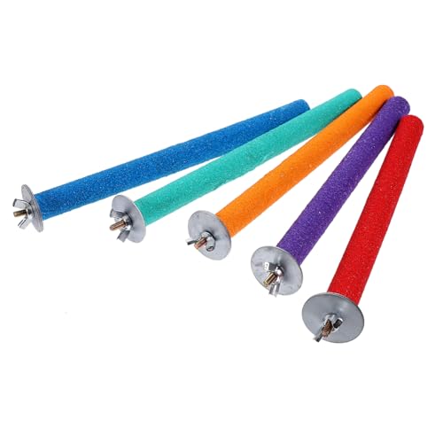 FONDOTIN 5 Stück Papageien Sandpapier Sitzstangen Kletterstab Vogelstand Krallenpflege Klettern für Kleine und Mittlere Vögel Vogelkäfig Zubehör Zufällige Farbe Zufällige Farbe von FONDOTIN