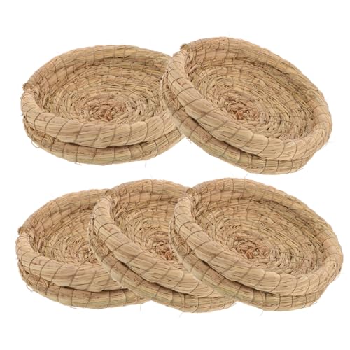 FONDOTIN 5 Stück Taubenstall haustierbedarf haustierbett Tierzubehör Kleintierbett Kleintierbedarf ruhen Nest Gewebte Bettmatte für Kleintiere Schlafbett aus Strohgeflecht Hühnerstall Beige von FONDOTIN