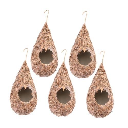 FONDOTIN 5 Stück Teiliges Hängende Vogelhäuser aus Geflochtenem Gras Wetterfester Nistkasten für Kleine Vögel Wie Finken und Spatzen Dekoratives Vogelnest für Garten Balkon Hochzeit und FONDOTIN 5 Stück Teiliges Hängende Vogelhäuser aus Geflochtenem Gras Wetterfester Nistkasten für Kleine Vögel Wie Finken und Spatzen Dekoratives Vogelnest für Garten Balkon Hochzeit und von FONDOTIN