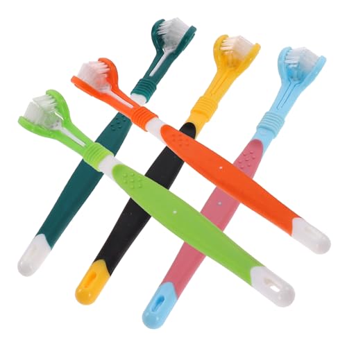 FONDOTIN 5stücke Teiliges Zahnbürsten Für Hunde Ergonomische Zahnpflegebürsten Zur Effektiven Entfernung Von Plaque Und Zahnstein Für Mundhygiene Von Haustieren Grünes Schwarzes von FONDOTIN