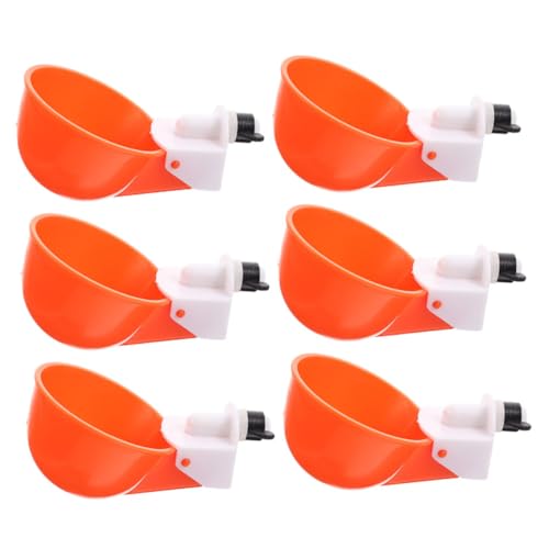 FONDOTIN 6 Stück Hühner-Trinkbecher geflügel tränke Chicken coop Automatische Hühnerstalltür Hühnerzubehör für Hühner automatische Wasserspender Hühnerwasserbecher Rostfreier Stahl Orange von FONDOTIN