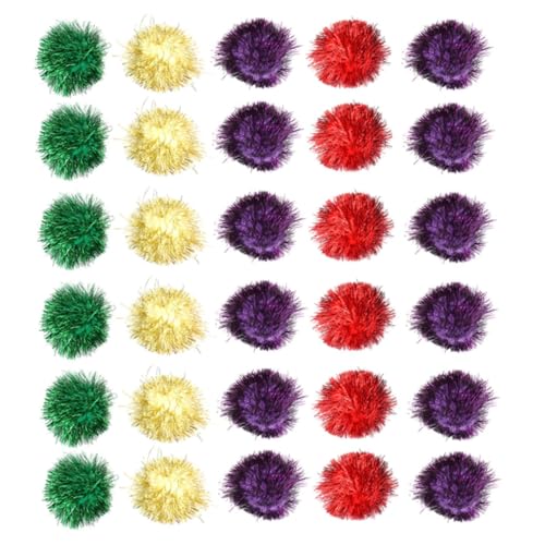 FONDOTIN 60 Stück Teiliges Katzenspielzeug Glitter Lametta Bälle Interaktive Pom Pom Spielbälle für Kätzchen Bunte Glitzernde Katzenbälle zur Stressreduktion und Beschäftigung zu Hause von FONDOTIN
