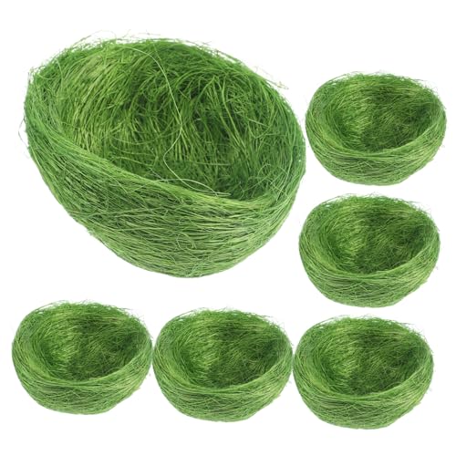 FONDOTIN 6Stücke Hühnernest Aus Hanffaden Simulation Hühnerstall Ornament Für Ostern DIY Party Dekoration Grün von FONDOTIN