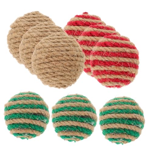 FONDOTIN 9 Stück Teiliges Kreatives Katzenspielzeug aus Hanfseilball Interaktive Lustige Bälle Weihnachtsrot Grün und Gelb für Kätzchen und Katzen Fördert Spiel und Training FONDOTIN 9 Stück Teiliges Kreatives Katzenspielzeug aus Hanfseilball Interaktive Lustige Bälle Weihnachtsrot Grün und Gelb für Kätzchen und Katzen Fördert Spiel und Training von FONDOTIN