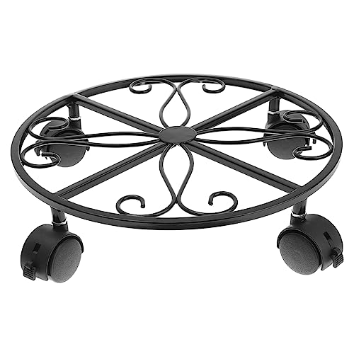 FONDOTIN Blumentopfständer Mit Rädern Pflanzenständer Blumentopfhalter Pflanzenrollersockel Blumentopfständer Blumentopfregal Eisen Aufbewahrungsständer Eisen Blumentopfgestelle Pp Schwarz von FONDOTIN