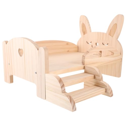 FONDOTIN Meerschweinchenbett Aus Holz Mit Leiter Sicheres Und Stabiles Haustierbett Für Chinchillas Einfach Zu Montierende Plattform Für Kleintiere von FONDOTIN