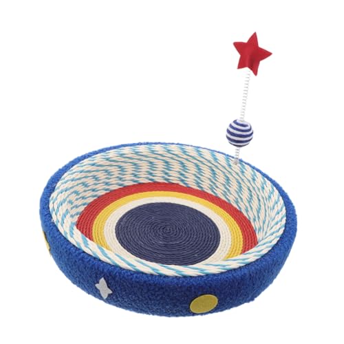 FONDOTIN Cat Scratcher Bed mit Sternenmuster Runde Kratzschale aus Strapazierfähigem Sisal für Kleine Katzen bis Integriertes Katzennest und Kratzbrett Platzsparend und Langlebig von FONDOTIN