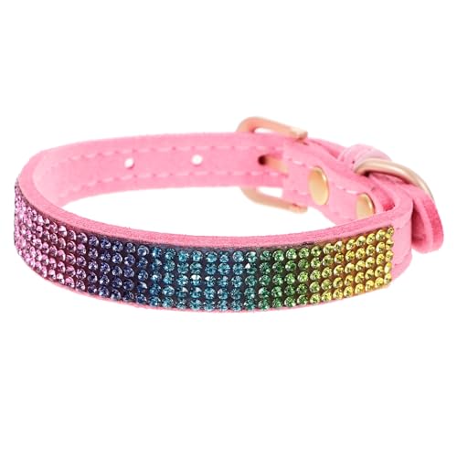 FONDOTIN Farbe Diamant Katzenhalsband Verstellbares Haustierhalsband Katzenhalsband mit Strasssteinen Welpenhalsband Welpe Halsband Dekoration tragbarer Hundehalsband Hundehalskragen Samt von FONDOTIN