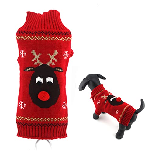 FONDOTIN Hundepullover Für Kleine Hunde Weihnachtskatzen-Outfits Kleider Kleidung Rot FONDOTIN Hundepullover Für Kleine Hunde Weihnachtskatzen-Outfits Kleider Kleidung Rot von FONDOTIN