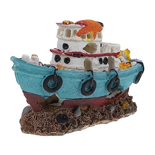 FONDOTIN Fischtank Landschaftsbau Fischerboot Aquarium Ornamente Koralle Aquarienschiff Simulation Schiffswrack Simulation Boot Dekoration Aquarienboot Versorgung mit Aquarien Harz von FONDOTIN