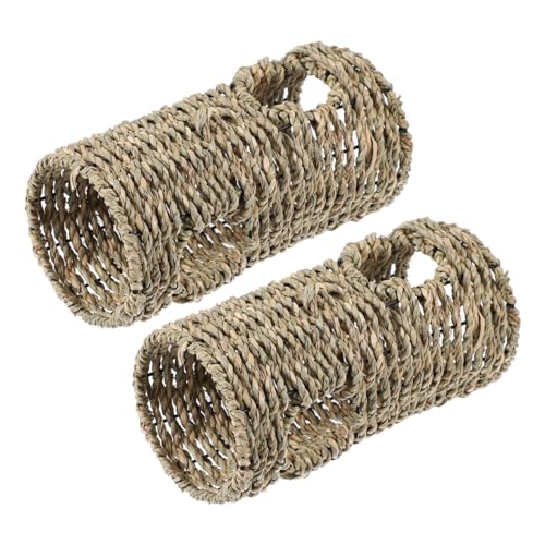 FONDOTIN 2stücke Naturstroh Spieltunnel Für Kleine Tiere Hamster Tube Spielzeug Sicheres Versteck Für Kleintiere Für Hamster Und Meerschweinchen Fördert Bewegung Und Spielspaß von FONDOTIN