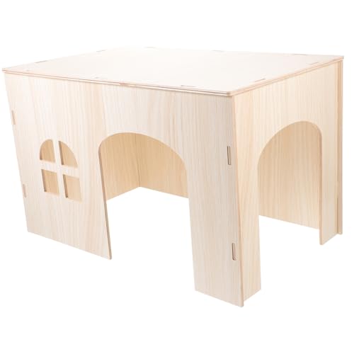 FONDOTIN Großes Kleintier holzhaus aus Langlebigem Holz Multifunktionales Versteck Spielhaus für Hamster Meerschweinchen Chinchillas und Eichhörnchen Bequemes Nest zum Verstecken und von FONDOTIN