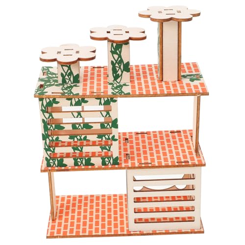 FONDOTIN Hamster Holzhaus mit Mehrkammern aus Massivem Holz Süßes Versteck und Kletterspiel für Zwerghamster Meerschweinchen und Kleine Kleintiere Robustes Spielhaus für Käfig und FONDOTIN Hamster Holzhaus mit Mehrkammern aus Massivem Holz Süßes Versteck und Kletterspiel für Zwerghamster Meerschweinchen und Kleine Kleintiere Robustes Spielhaus für Käfig und von FONDOTIN