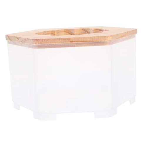 FONDOTIN Hamster Sandbad und Toilette mit Transparentem Design und Naturholzdeckel Kompakter Sandbadbehälter für Hamster Rennmäuse und Kleine Kleintiere Platzsparend und Vielseitig für von FONDOTIN
