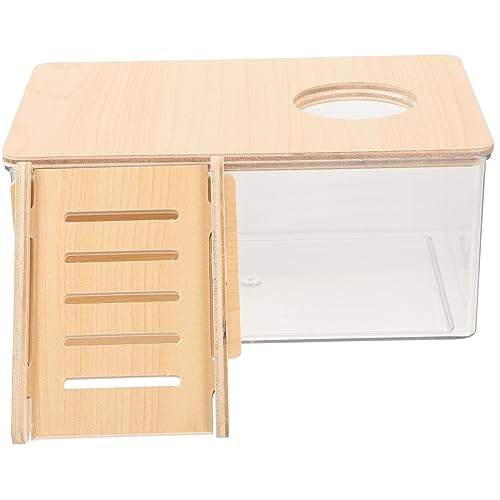 FONDOTIN Hamster Sandbadewanne Transparenter Duschraum für Kleine Haustiere Langlebig und Hygienisch für Hamster Chinchillas und Andere Kleine Holzleiter von FONDOTIN