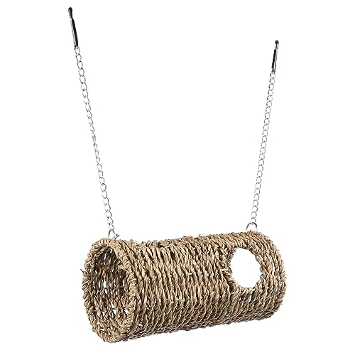 FONDOTIN Hamstertunnelhausspielzeug Aus Natürlichem Stroh Mit Sicheren Nest-hängeketten von FONDOTIN