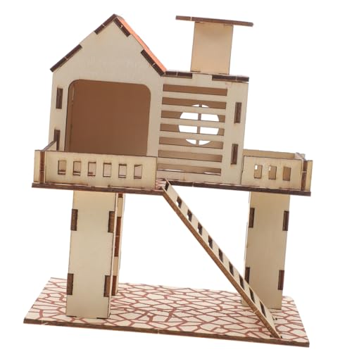 FONDOTIN Hamster-Tunnel- Haustier Hamster Verstecken Klettern Leiter Hamster Kauert Röhren Groß Käfighamster Hamsterhaus Schloss Drinnen Hamsterspielzeug Hölzern von FONDOTIN