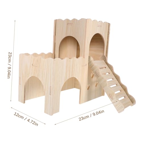 FONDOTIN Hamster Versteck Haus aus Holz mit Leiter Mehrzimmer Kleintier Villa für Meerschweinchen Ratten und Kaninchen Langlebiges Kratzfestes Spielhaus zum Verstecken und Entspannen von FONDOTIN