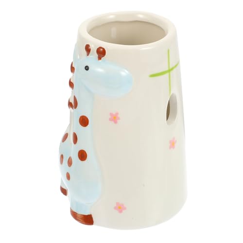 FONDOTIN Hamster Wasserflaschenhalter Keramik Halterung Giraffenform Robust rutschfest Für Kleintiere Zwerghamster Trinkflasche Zubehör Blau von FONDOTIN