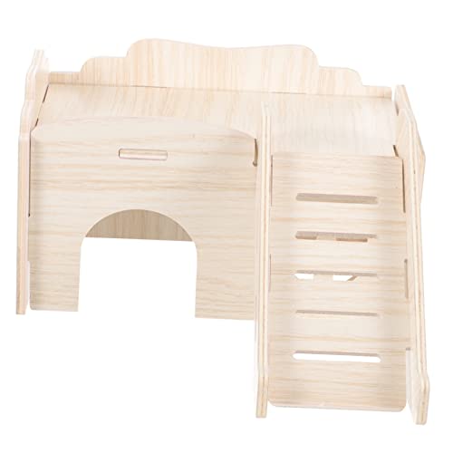 FONDOTIN Hamsterhaus Aus Holz Mit Leiter Haustierzubehör Sicher Zum Kauen Versteck Für Zwerghamster von FONDOTIN