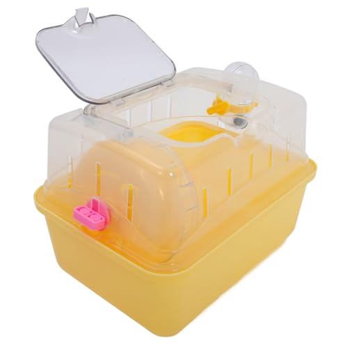 FONDOTIN Hamsterkäfig Käfige Wasser Haustier Futterspender Transparent Meerschweinchen Träger Hamstertragehalter Käfig Für Hamster Fall Meerschweinchen Hamster Tragetasche Plastik Yellow von FONDOTIN