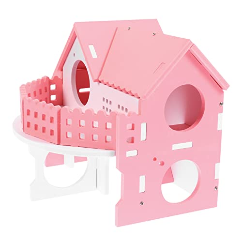 FONDOTIN Luxus-hamsterhaus Mit 2 Ebenen Balkon Holz Spielhaus Versteck Für Tiere von FONDOTIN