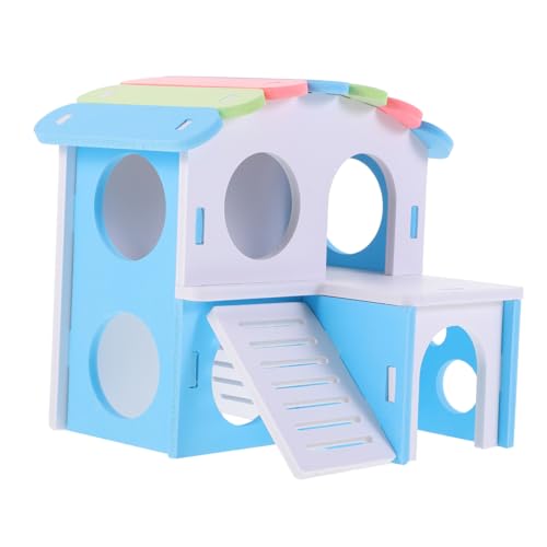 FONDOTIN Hamstervilla hamsterhaus Hamster häuschen Meerschweinchendomizil Hamsterhütte Chinchilla-Hütte Meerschweinchen-Versteck Mini Zubehör Kleine Tiere Ökologisches Brett Spielzeug PVC von FONDOTIN