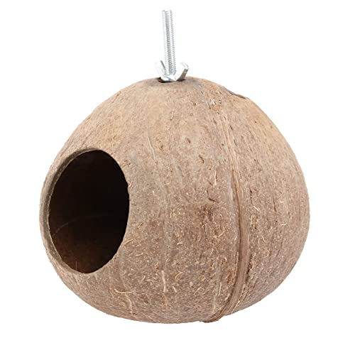 FONDOTIN Handgefertigtes Vogelhaus aus Kokosnussschale mit Schraubverschluss Wetterfestes Nistkasten für Kleine Vögel Handliches Grass Birds Shelter zum Aufhängen im Garten Terrasse von FONDOTIN