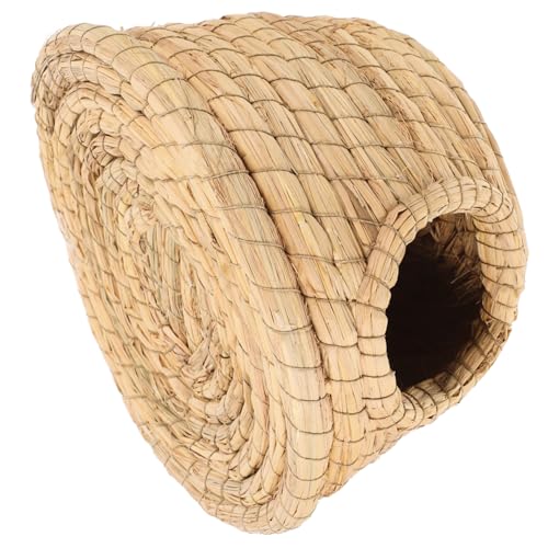 FONDOTIN Hasenstall Aus Stroh Chinchilla -Nest Hamsterhaus Versteckbett Für Kleintiere Kleines Tierbett Kleines Mäusebett Hamster Warmes Mini-tierbett Meerschweinchen Versteck von FONDOTIN