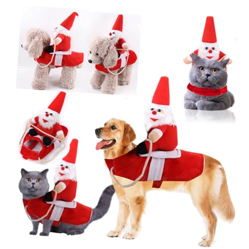 FONDOTIN Katze Santa Kostüm Wintermantel für Hunde Tier kostüm tierkostüm weihnachtsmann kostüm Haustierspaßkleidung für Weihnachten ausgefallenes Cosplay-Kostüm für Partys die Katze Baby von FONDOTIN