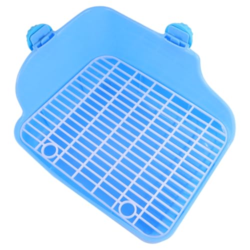 FONDOTIN Haustier Toilette mit Wanddesign Teilig für Kaninchen Frettchen Hamster Chinchilla Training rutschfest Hygienisch für Innenbereich und Garten Geeignet Blau von FONDOTIN