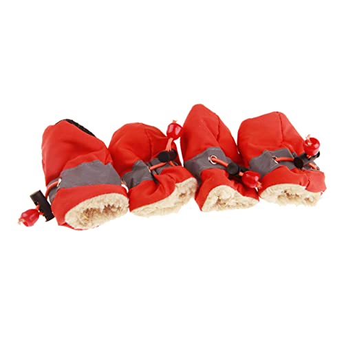 FONDOTIN Winterschuhe für Hunde hundeschuhe Hunde Schuhe Dog Shoes Römische Aquariendekorationen Warm halten ACH Schuhe Hunde Stiefel warme Haustierschuhe Kleinkind Welpenschuhe rot von FONDOTIN